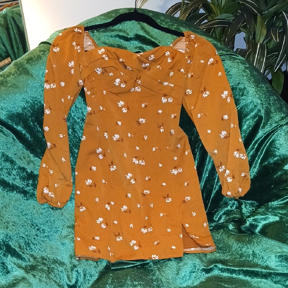 Abercrombie & Fitch Mustard Floral Long Sleeve Dress